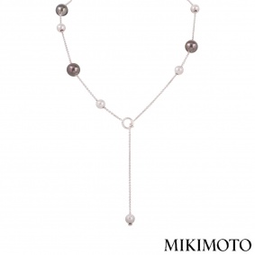 Mikimoto White And Grey Pearl Necklace
